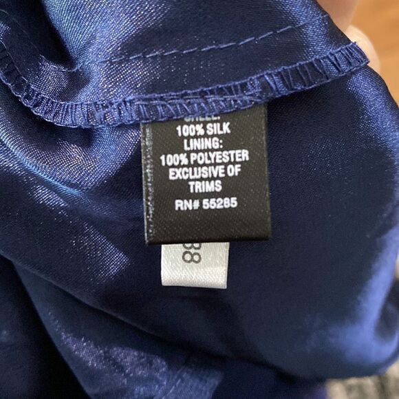 Express Dark blue Silk Chiffon Sleeveless Vneck Dress - Picture 9 of 11